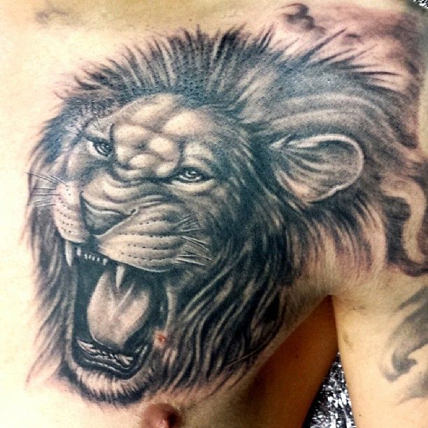 Lion Tattoo on Chest