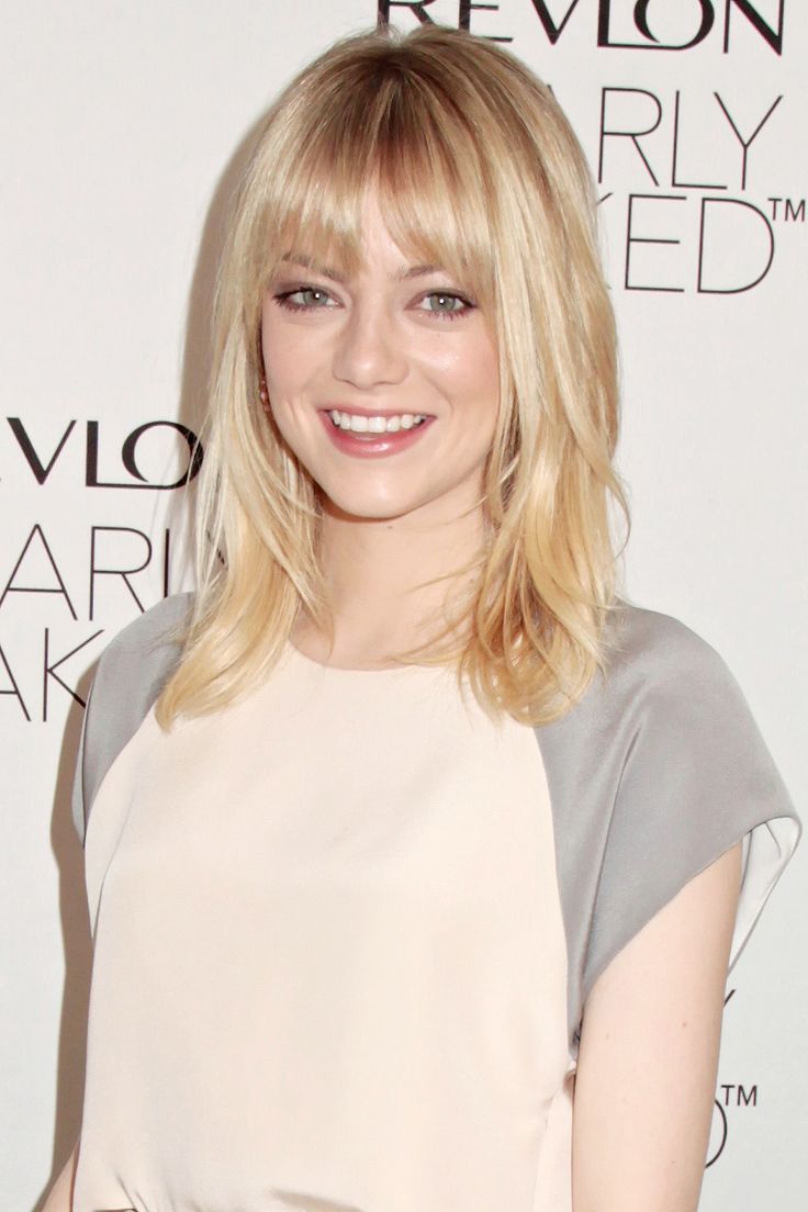 Long Straight Hair With Bangs - Emma Stone Hairstyles