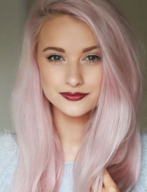 Long Straight Pale Pink Colored Hairstyle