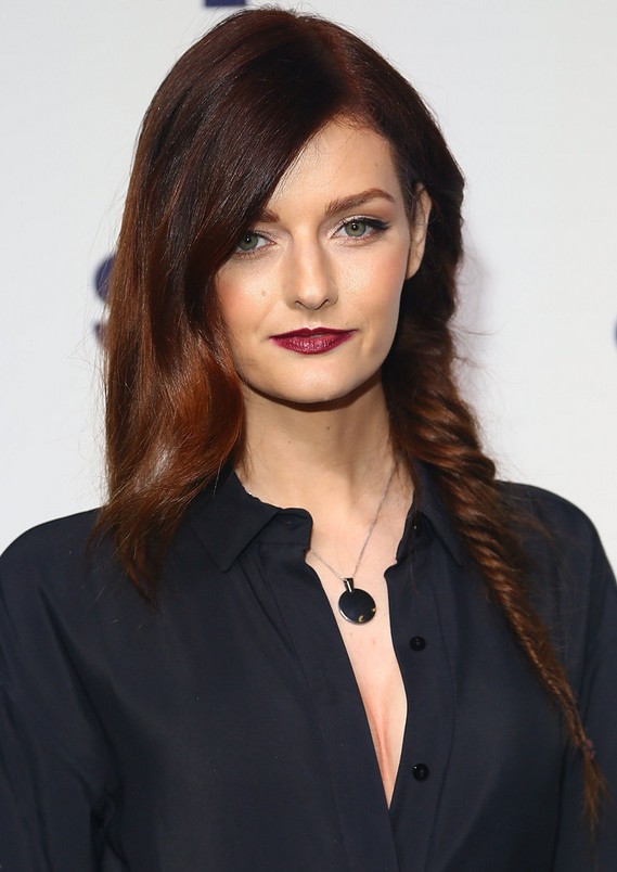 Lydia Hearst With One Side Fishbone Braid for Winter