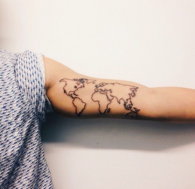 world map tattoo design  Tiny Tattoo inc