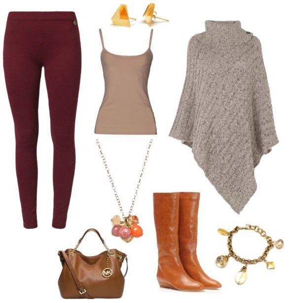 Maroon Leggings Outfit Idea