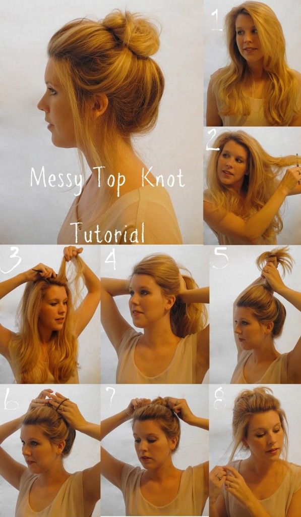 Messy Top Knot Hairstyle Tutorial