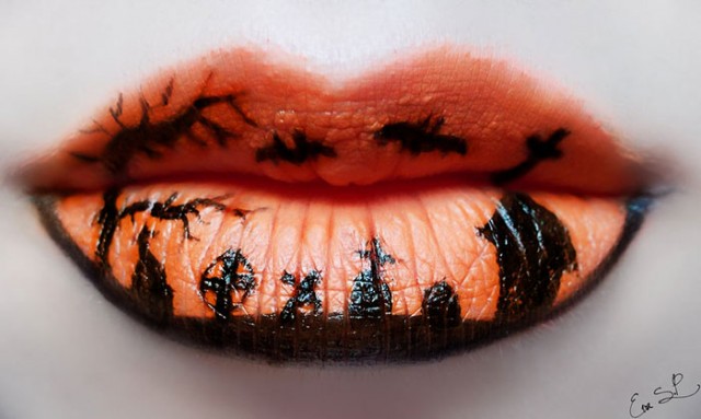 Orange Lip Makeup Idea for Halloween