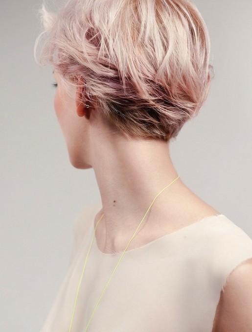 Pink Short Hairstyle - Back View of Layered Short Haircut