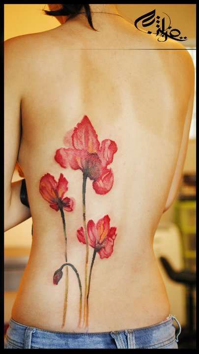 Pretty Watercolor Flower Tattoo