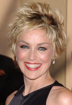 Sharon Stone Short Edgy Hairstyle