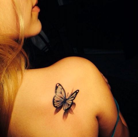 Simple 3D Butterfly Tattoo