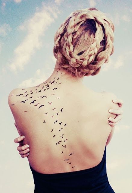 Simple Bird Tattoo on Back