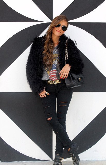 Stylish Black Fur Coat for Fall