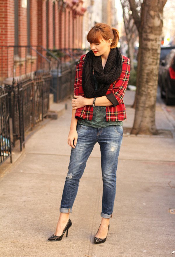 Tartan Blazer with Jeans