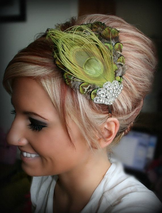 Updo with a Peacock Headband