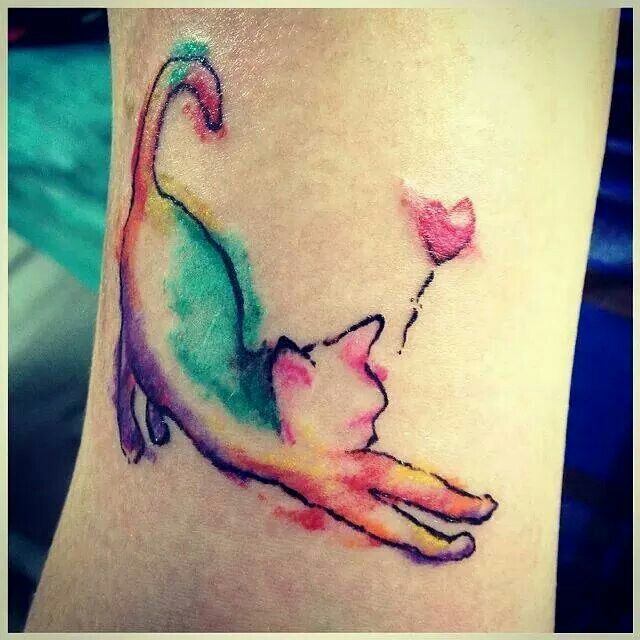 Watercolor Cat Tattoo