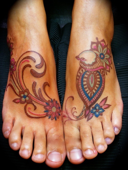 Watercolor Foot Tattoo