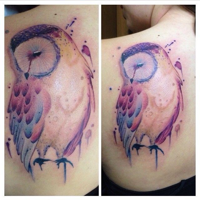 Watercolor Owl Tattoo