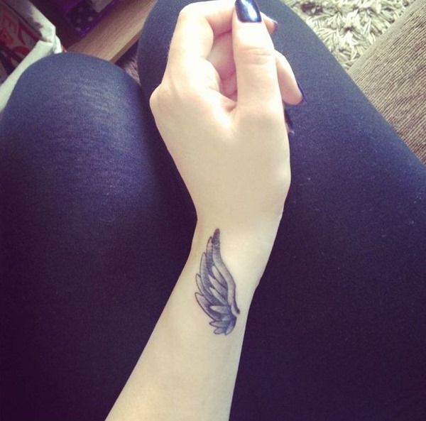 Angle Wing Tattoo on Wrist