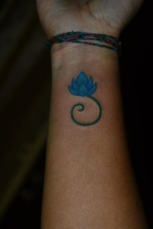 Blue Lotus Tattoo on Wrist