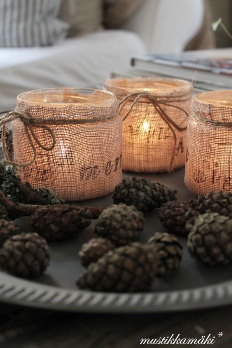 Burlap Wrapped Jars