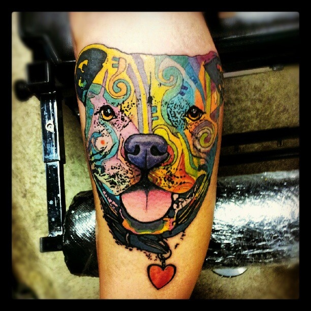 Colored Dog Tattoo Design
