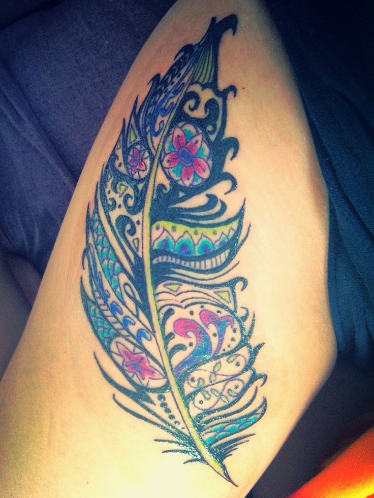 Colorful Feather Tattoo