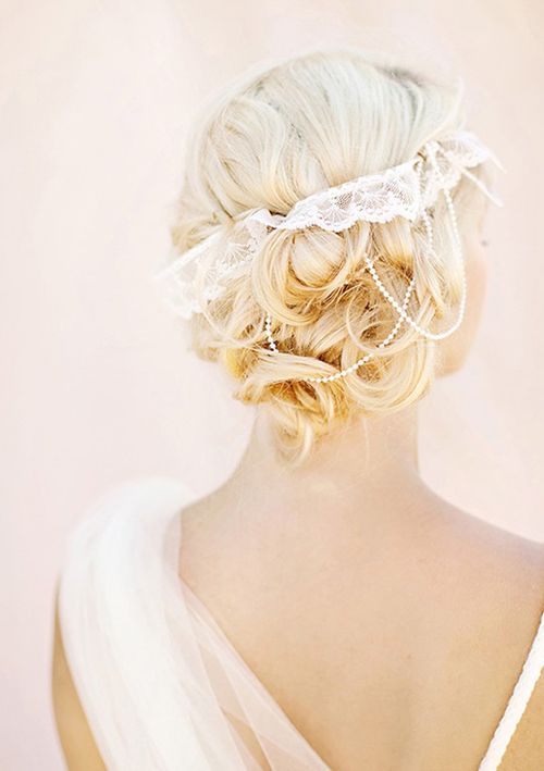 Curly Updo with Lace Headband