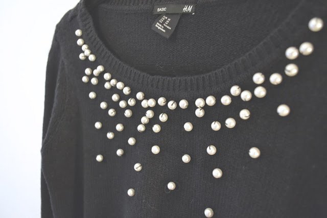 DIY Pearl Embellished Sweater