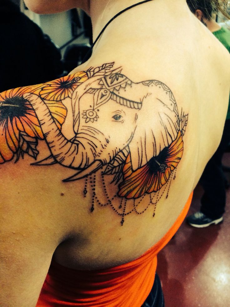 Elephant Tattoo on Shoulder