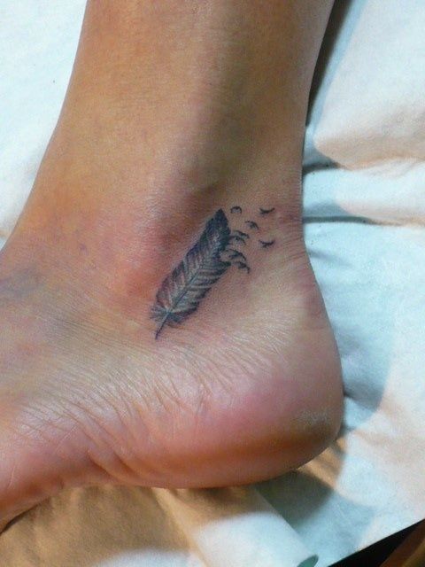 Feather Tattoo on Ankle