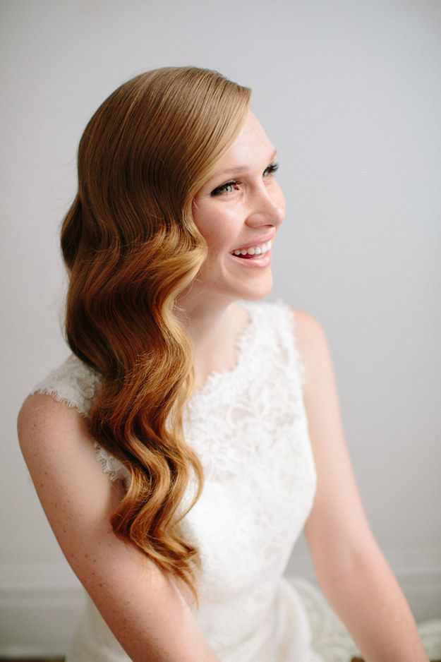 Gorgeous Long Wavy Wedding Hairstyle