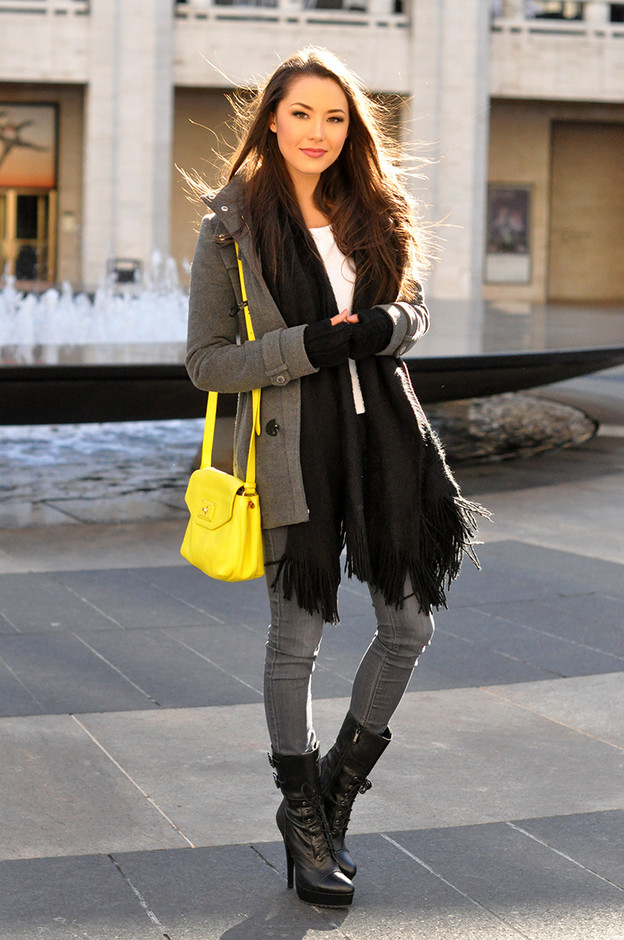 Grey and Black Outfit Idea for Winter 2015