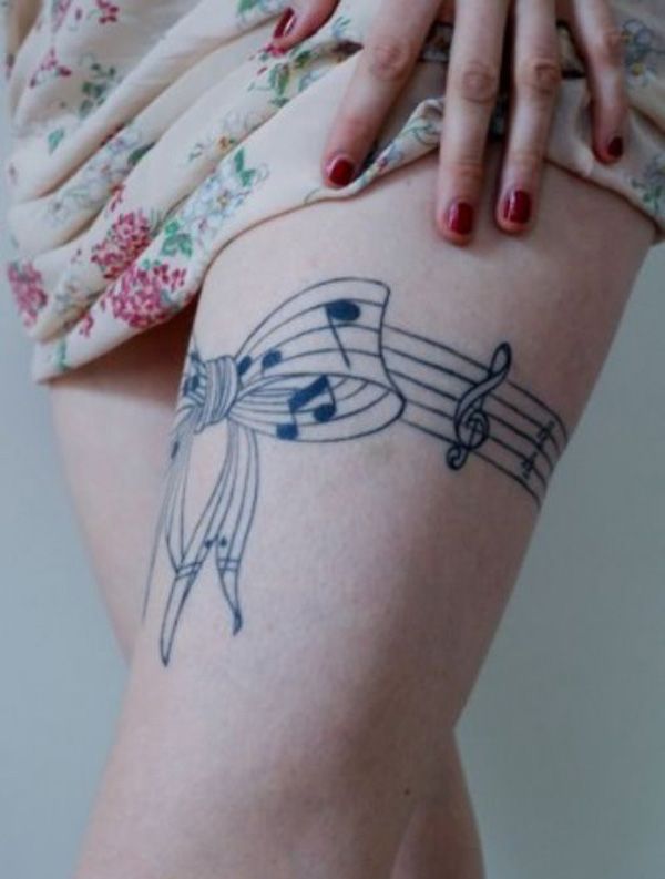 Music Tattoo on Thigh