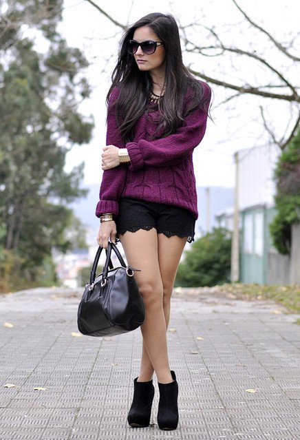 Purple Knitwear Outfit
