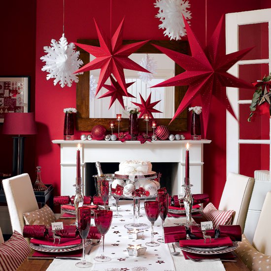 Red and White Christmas Table