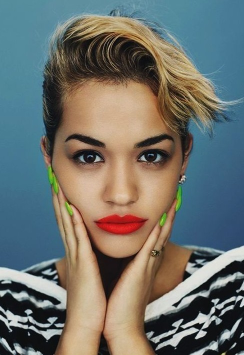 Rita Ora Short Hairstyles - Arty boho slicked back look