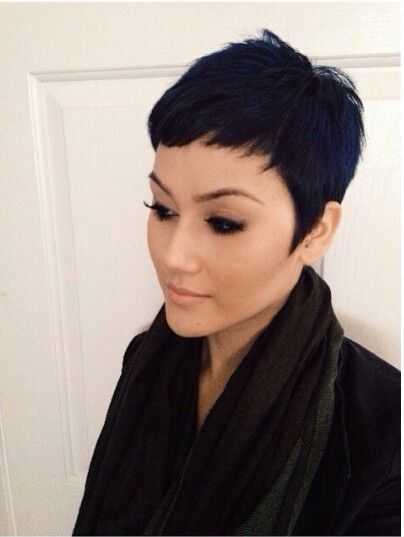 Short Black Pixie Haircut With Bangs