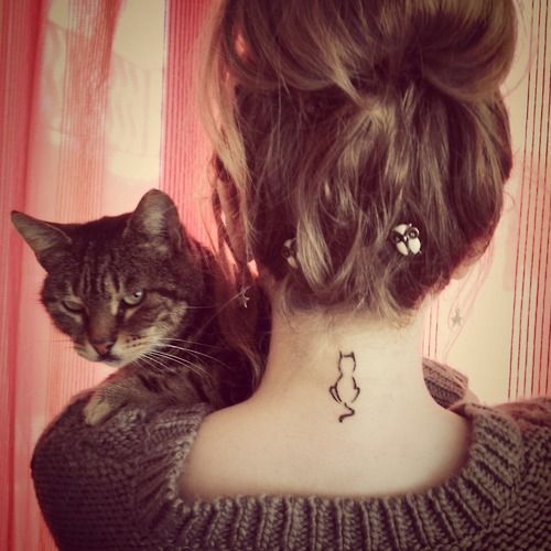 Simple Cat Neck Tattoo