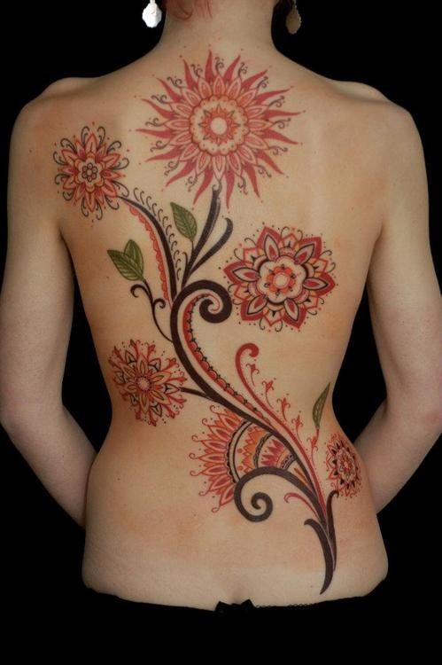 Sun Flower Back Tattoo