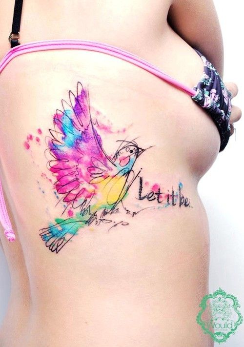 Watercolor Let It Be Tattoo