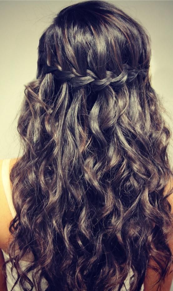 Waterfall Braid for Dark Colored Hair