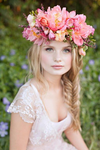 Fishtail Braid with Flower Crown