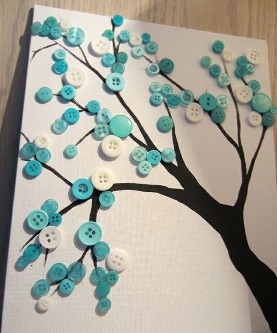 Green Button Tree Wall Art