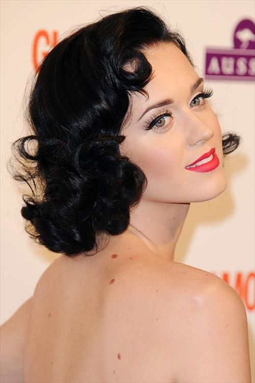 Katty Perry Curly Bob with Retro Rolls