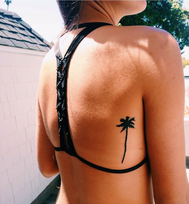 Minimal Palm Tree Tattoo on Back