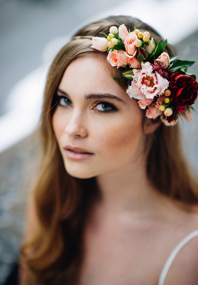 Side Swept with Flower Crown