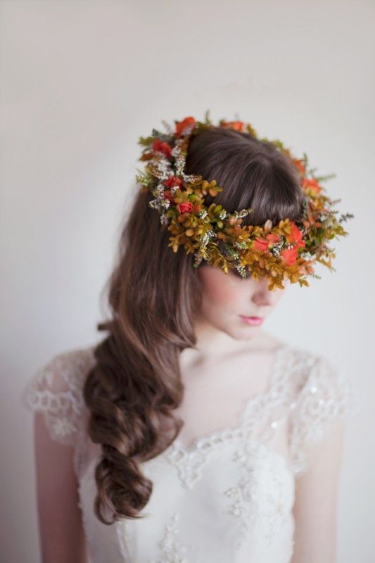 Side Swept with Yellow Flower Crown