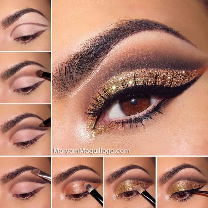 Yellow Glitter Eye Makeup