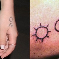 Asami Zdrenka tattoos – sun and moon outlines