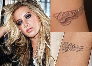 Ashley Tisdale’s tattoos – wing on wrist