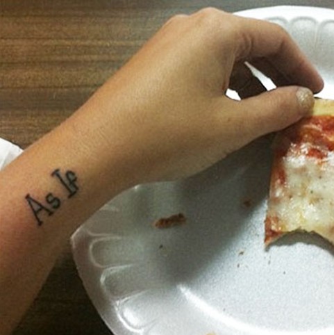Bethany Cosentino tattoos – ‘As If’ word tattoo on wrist