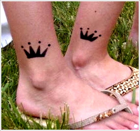 Cute Small Crown Tattoo on the Foot